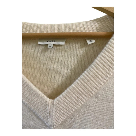 Vince cashmere v neck sweater off white xs/tp - Picture 5 of 7